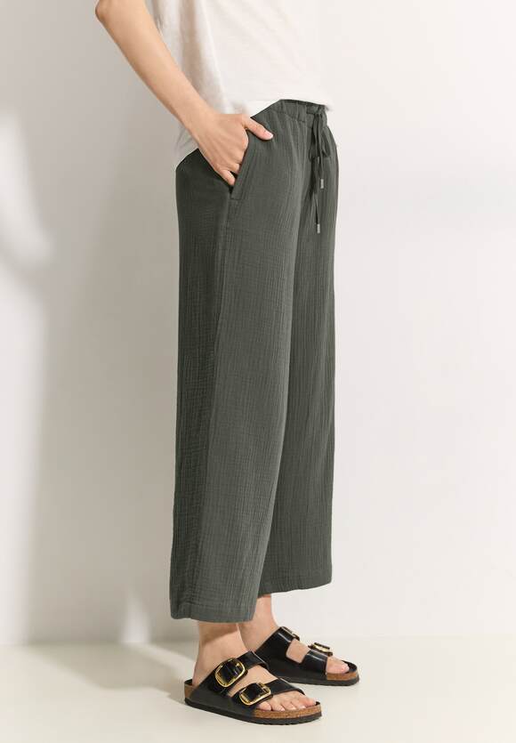 Neele Musselin Crop Trousers - Cool Khaki