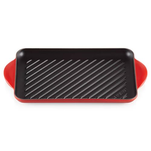 32cm Cast Iron Rectangular Grill - Cerise