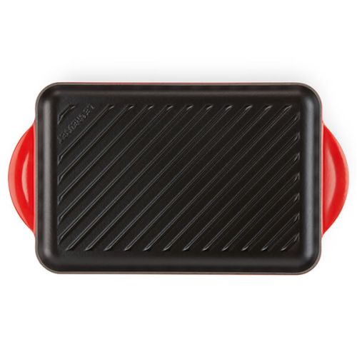 32cm Cast Iron Rectangular Grill - Cerise