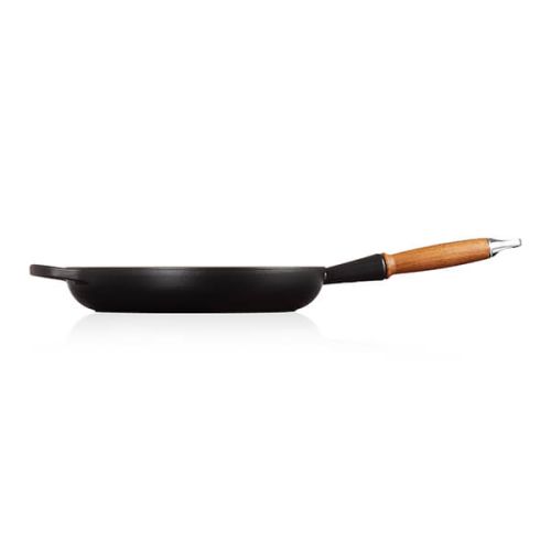 28cm Signature Cast Iron Frying Pan With Wooden Handle - Satin Black