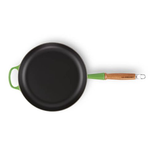 28cm Signature Cast Iron Frying Pan with Wooden Handle - Bamboo