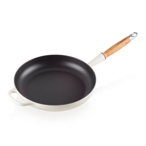 28cm Signature Cast Iron Frying Pan with Wooden Handle - Meringue