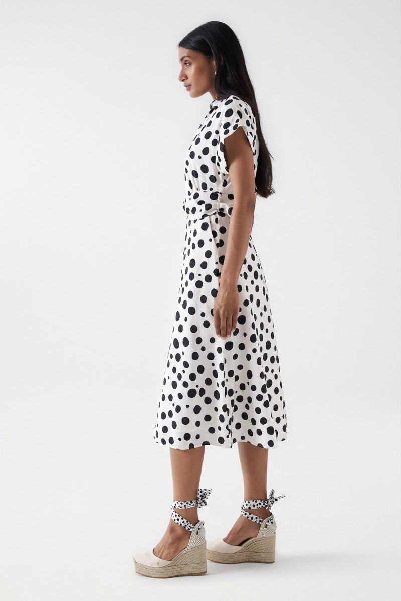 Polka Dot Midi Dress - Pearl