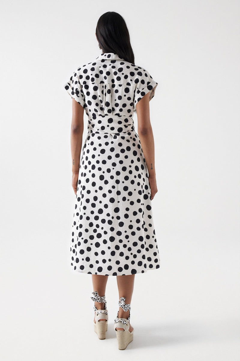 Polka Dot Midi Dress - Pearl