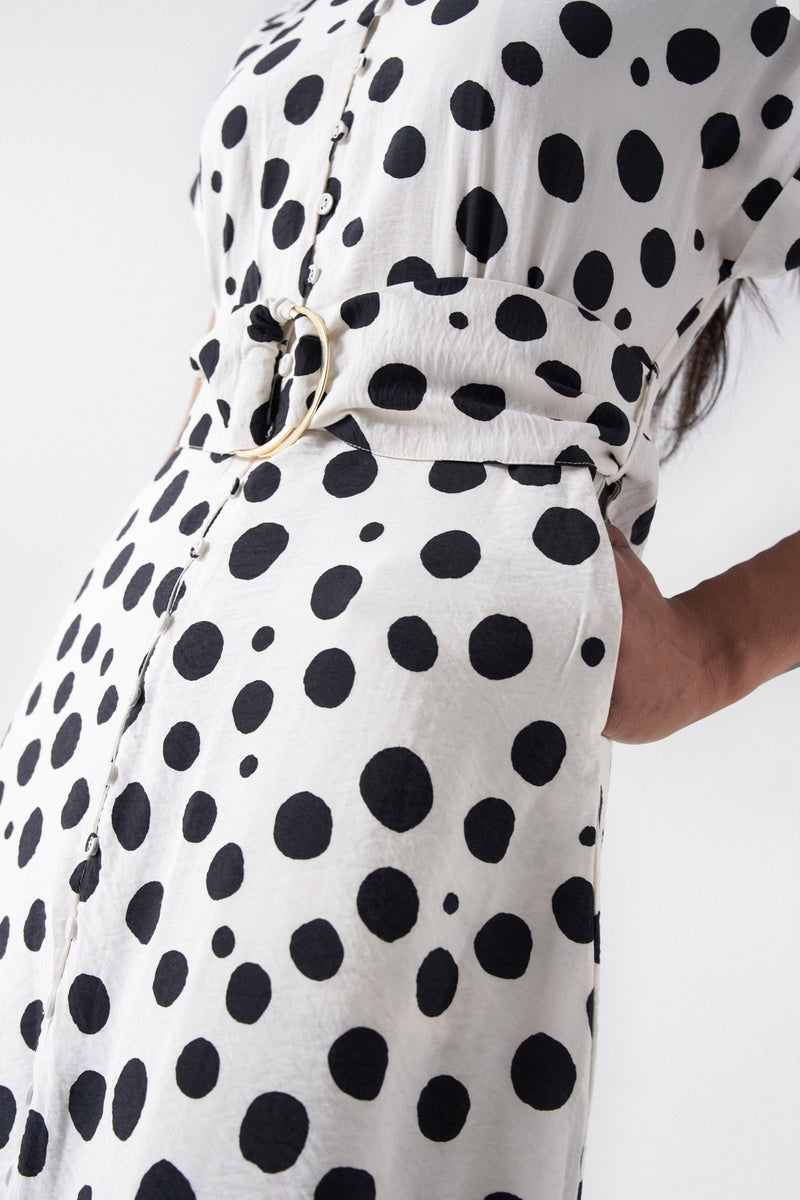 Polka Dot Midi Dress - Pearl