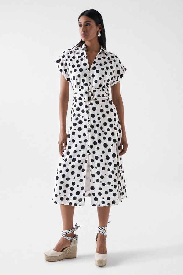 Polka Dot Midi Dress - Pearl