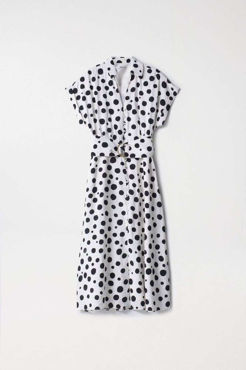 Polka Dot Midi Dress - Pearl