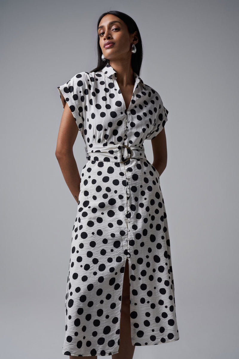 Polka Dot Midi Dress - Pearl