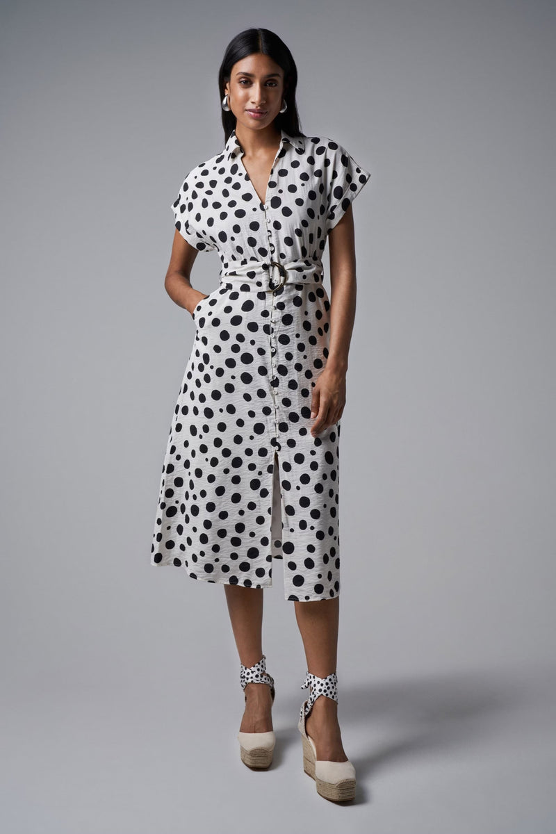 Polka Dot Midi Dress - Pearl