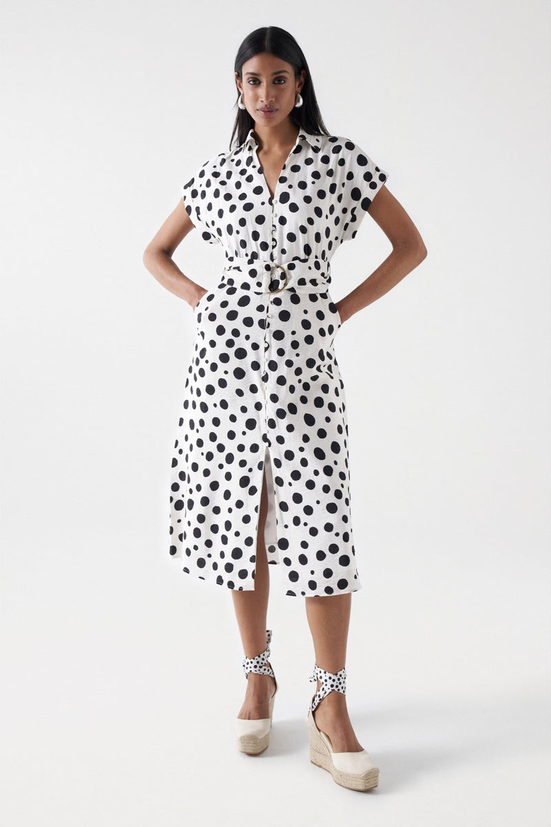 Polka Dot Midi Dress - Pearl