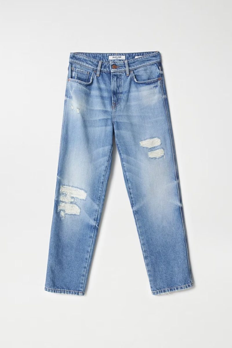 True Slim Ripped Crop Jean - Blue