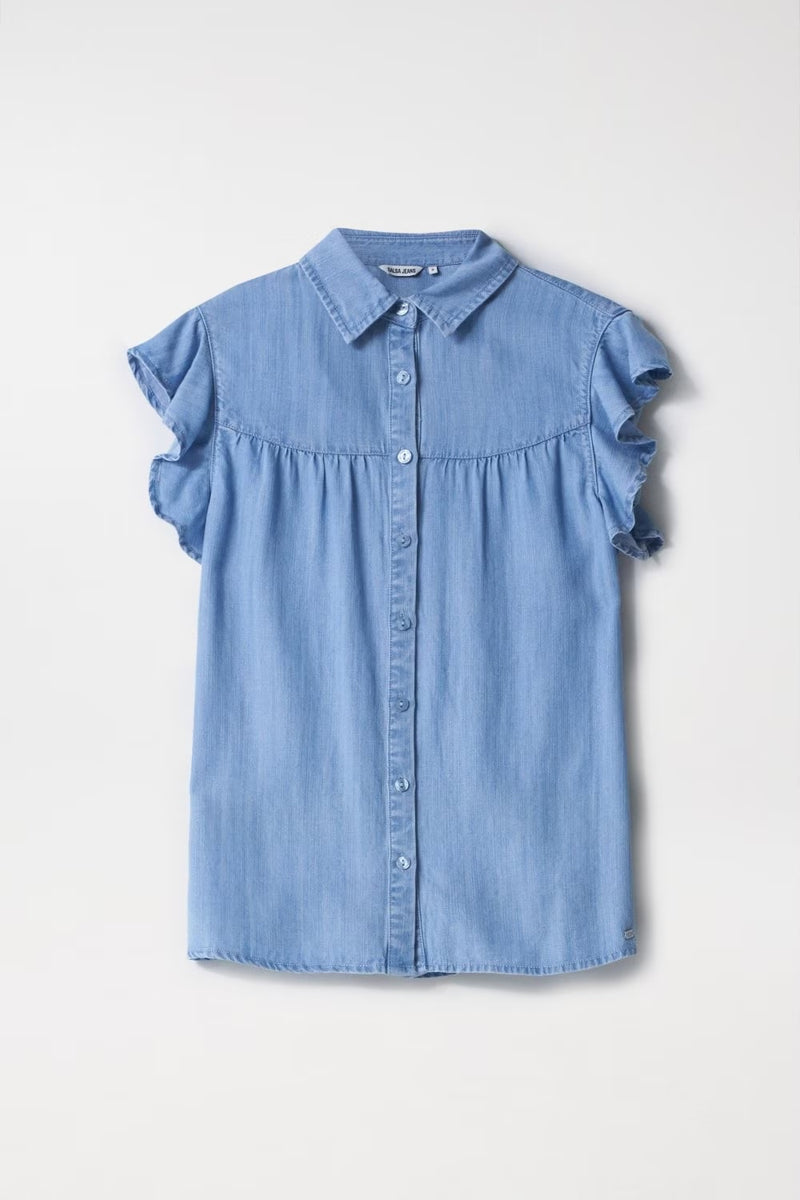 Ruffles Lightdenim Blouse - Blue