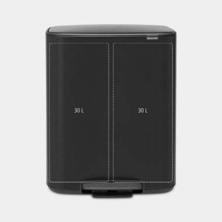 Bo Pedal Bin 2 x 30 Litre - Matt Black