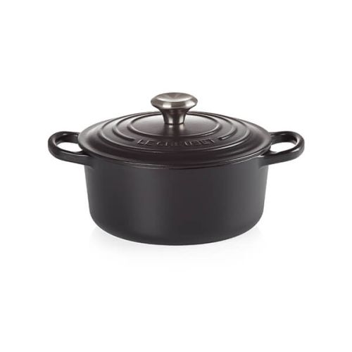 Signature Cast Iron Round Casserole 20cm - Satin Black