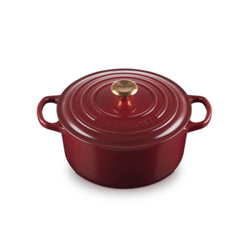 Signature Cast Iron Round Casserole 22cm - Garnet