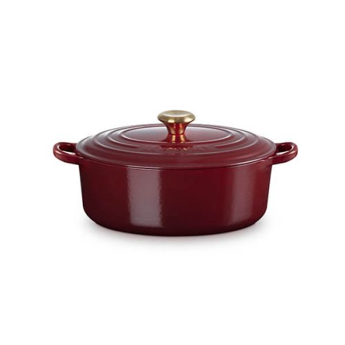 Signature Cast Iron Oval Casserole 27cm - Garnet