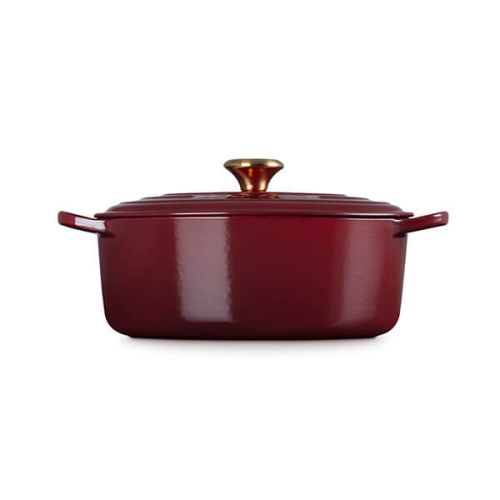 Signature Cast Iron Oval Casserole 27cm - Garnet