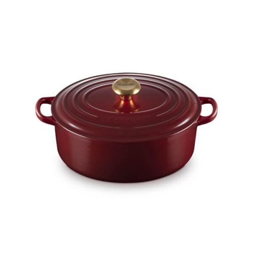 Signature Cast Iron Oval Casserole 27cm - Garnet