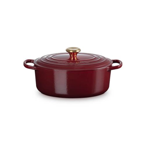 Signature Cast Iron Oval Casserole 29cm - Garnet