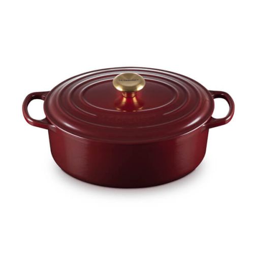 Signature Cast Iron Oval Casserole 29cm - Garnet