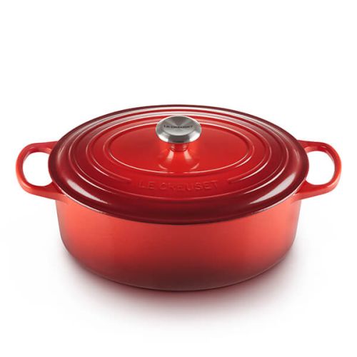 Signature Cast Iron Oval Casserole - Cerise