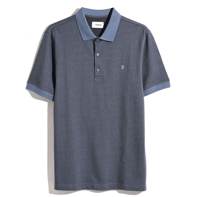 Stafford Jacquard Polo Shirt - Steel Blue