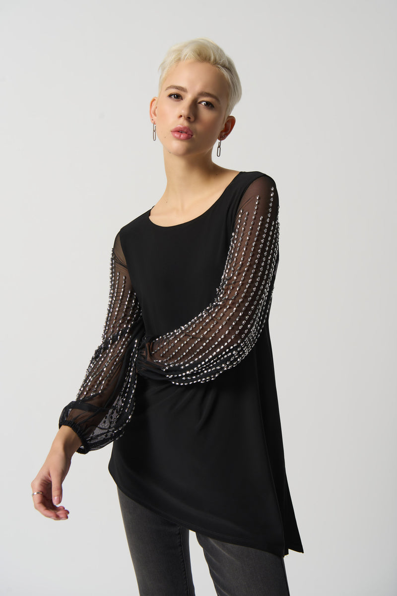 Bedazzled Sleeve Tunic - Black