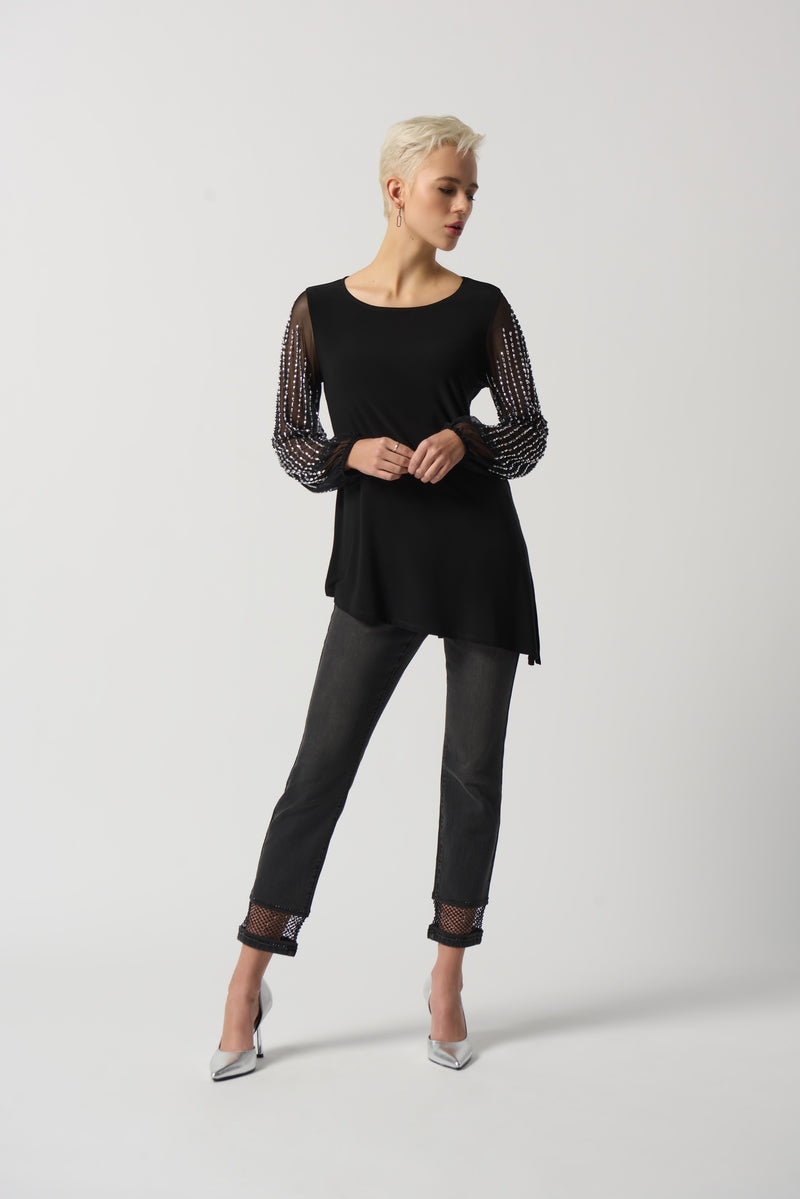 Bedazzled Sleeve Tunic - Black