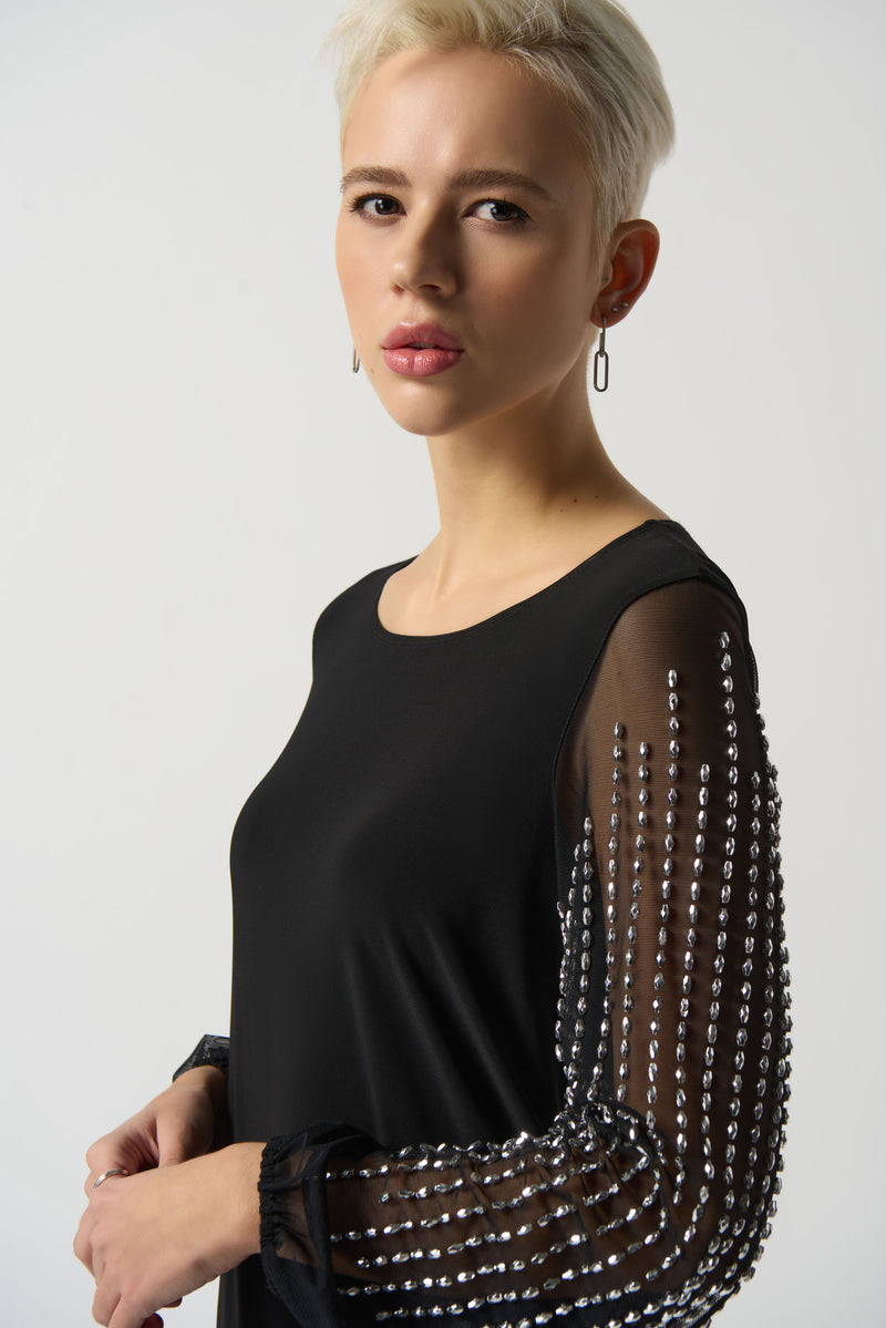 Bedazzled Sleeve Tunic - Black