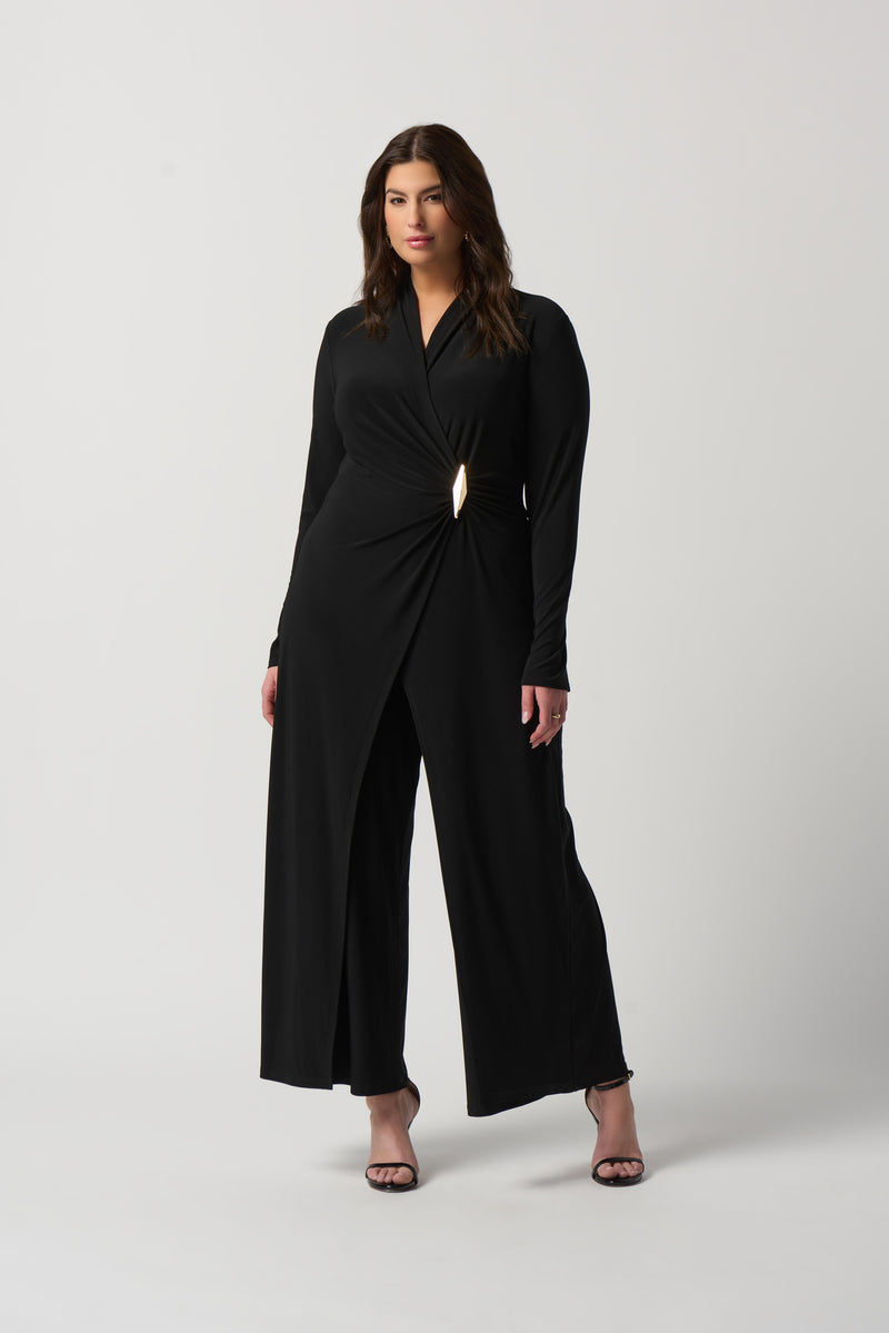 Wrap Front Jumpsuit - Black