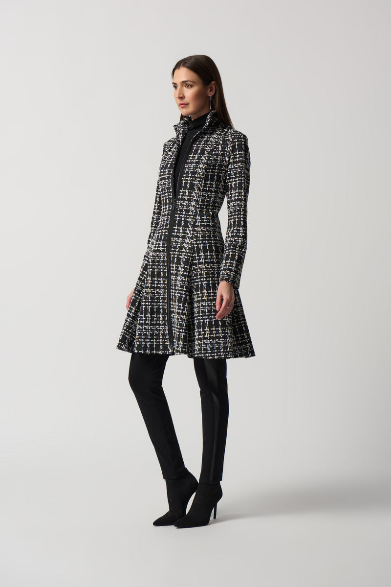 Flared Checkered Jacket - Black/white