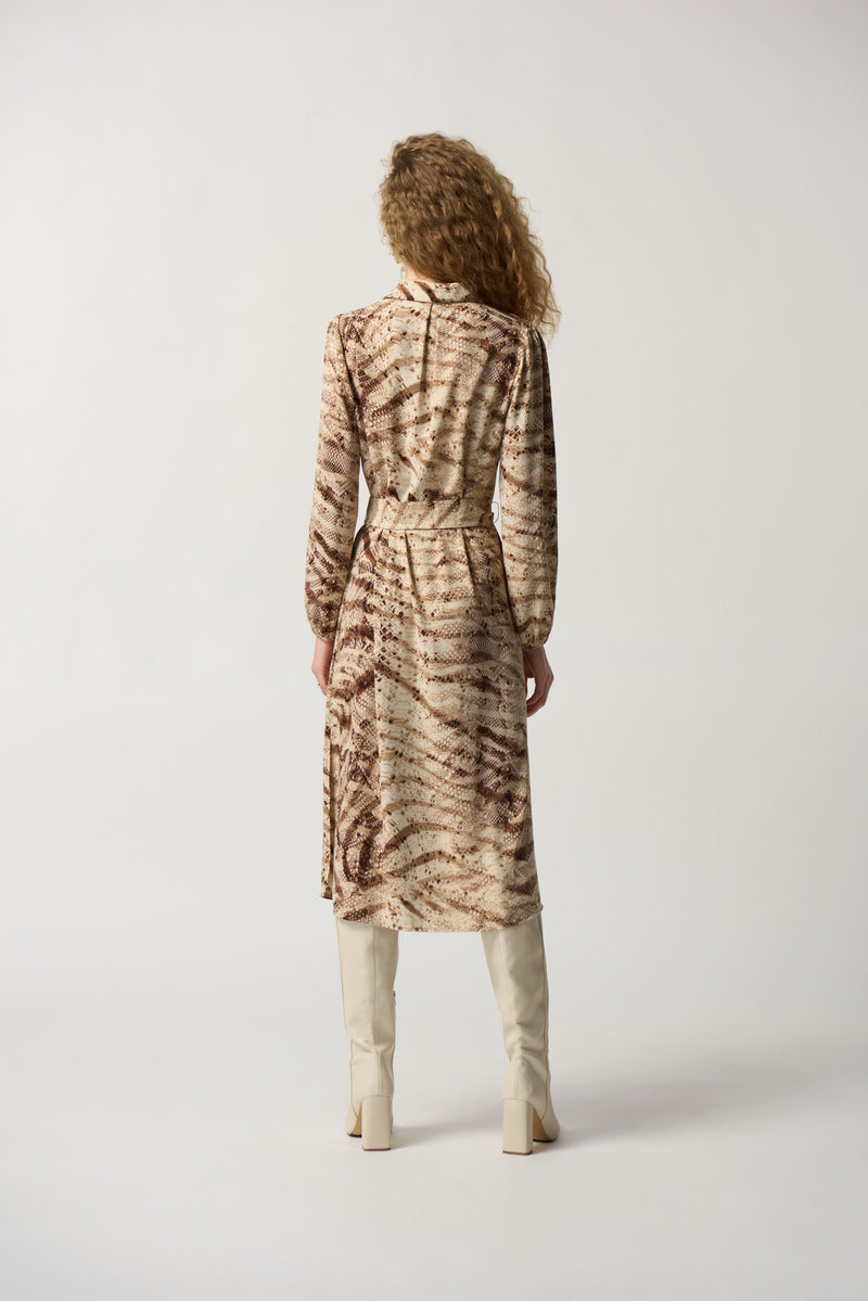 Snakeskin Print Dress - Beige/multi