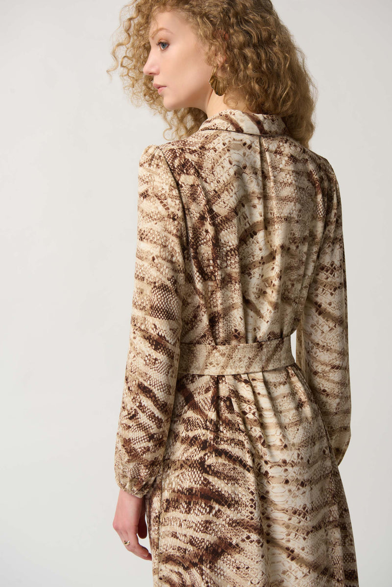 Snakeskin Print Dress - Beige/multi