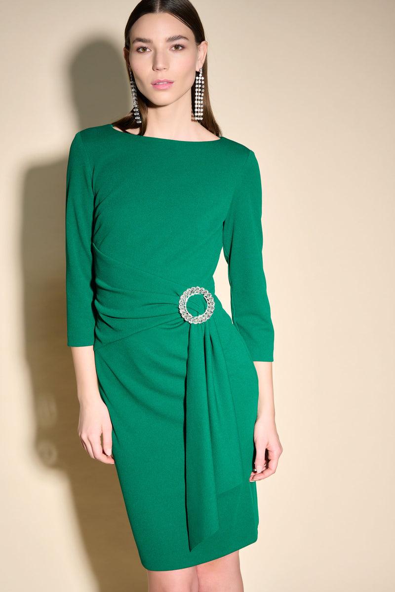 Rhinestone Buckle Dress - True Emerald