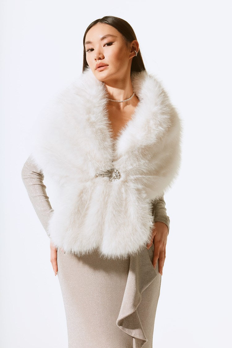 Faux Fur Cape - Vanilla