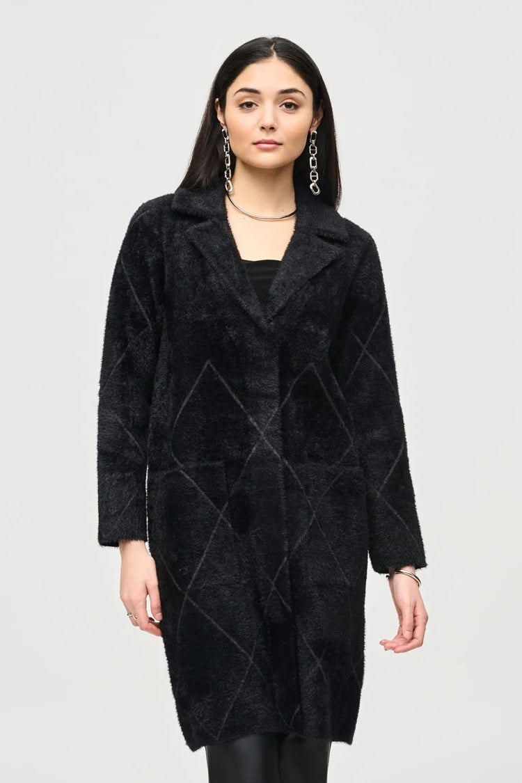 Notched Collar Coat - Black