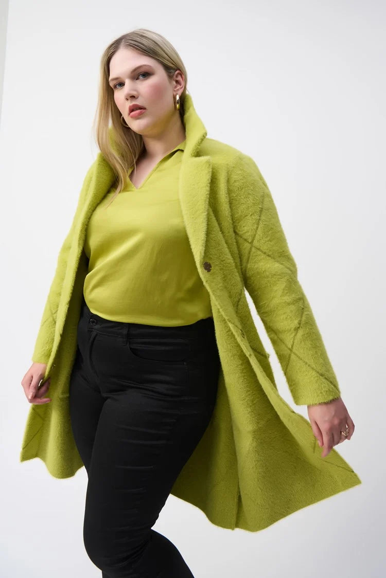 Notched Collar Coat - Wasabi