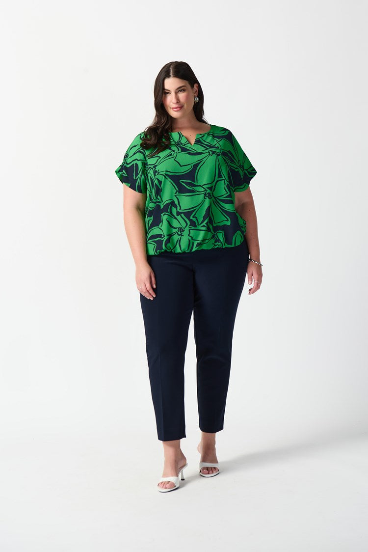 Floral Print Georgette Top - Midnight Blue/green