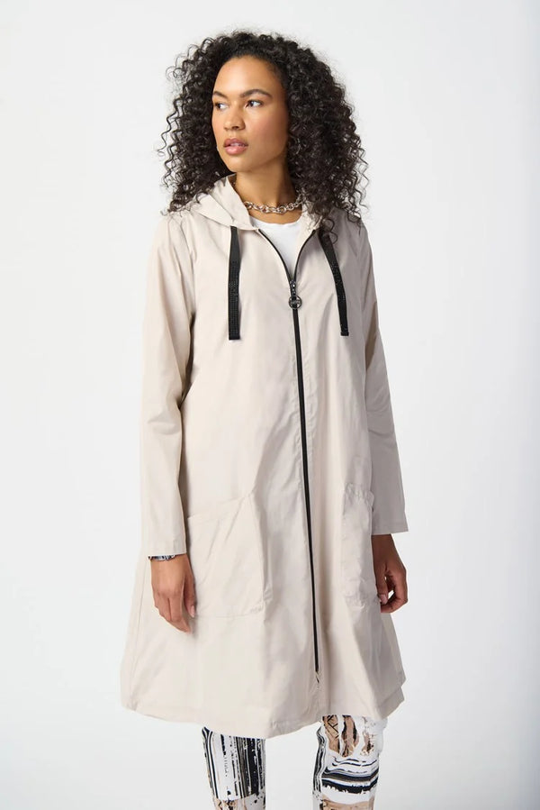 Hooded Trapeze Coat - Moonstone