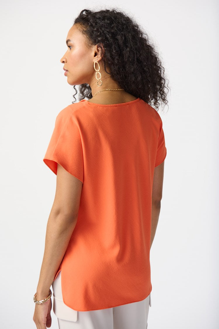 Woven Cowl Neck Top - Mandarin