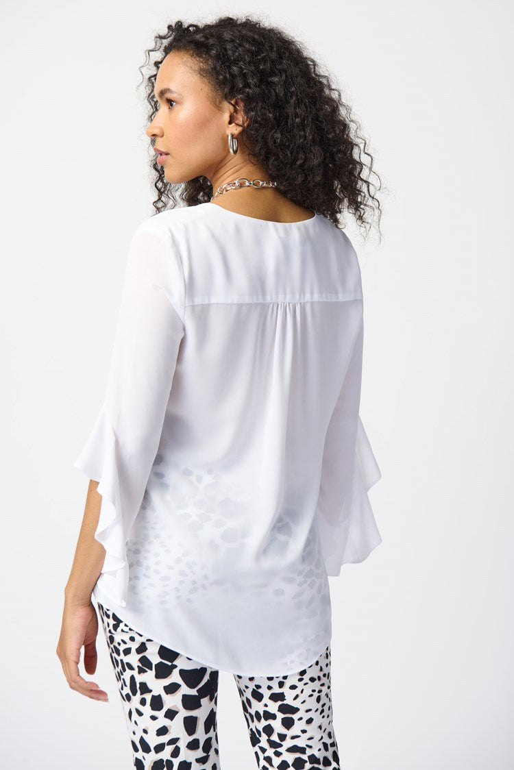 Ruffled Sleeves Georgette - Off White