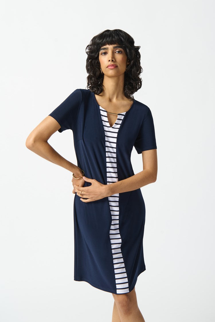 Stripe Combo Shift Dress - Midnight Blue/vanilla