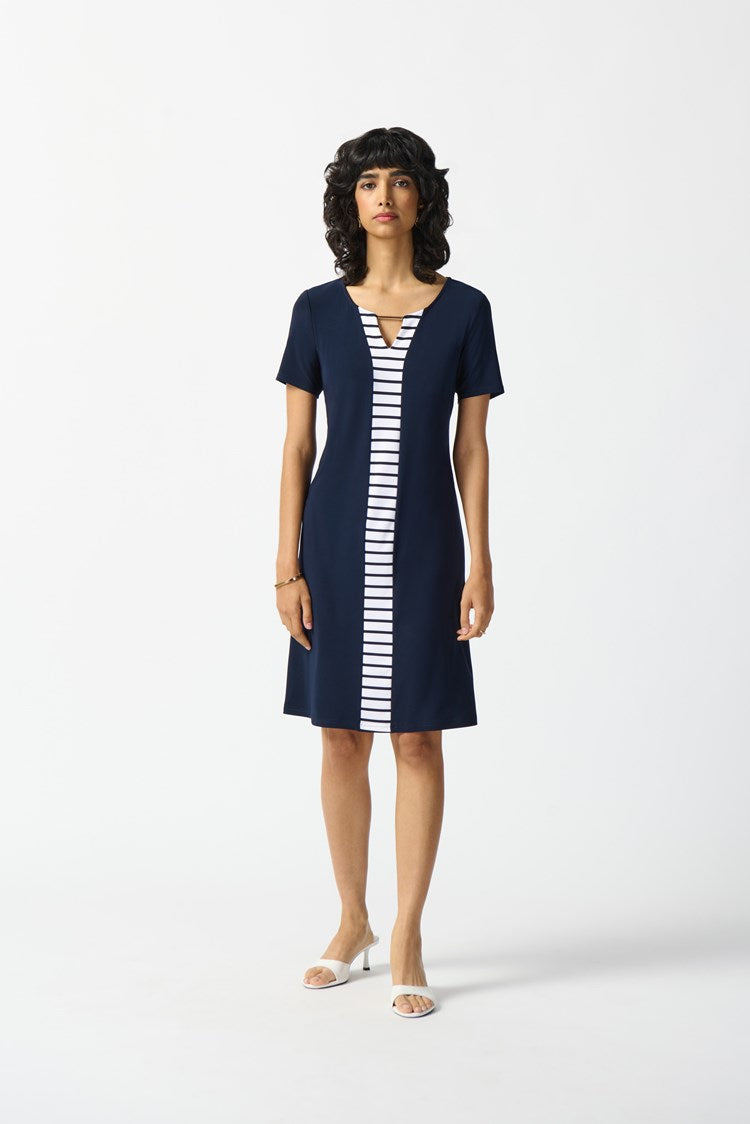 Stripe Combo Shift Dress - Midnight Blue/vanilla