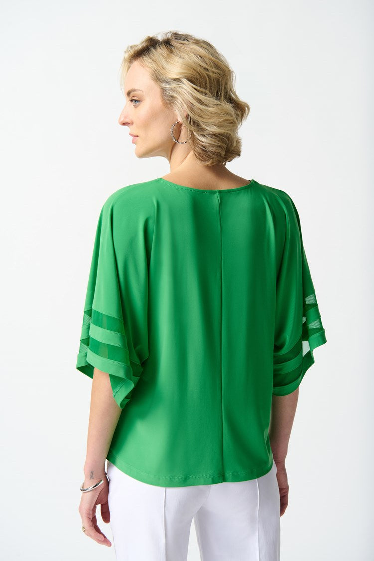 Mesh Inserts Boxy Top - Island Green