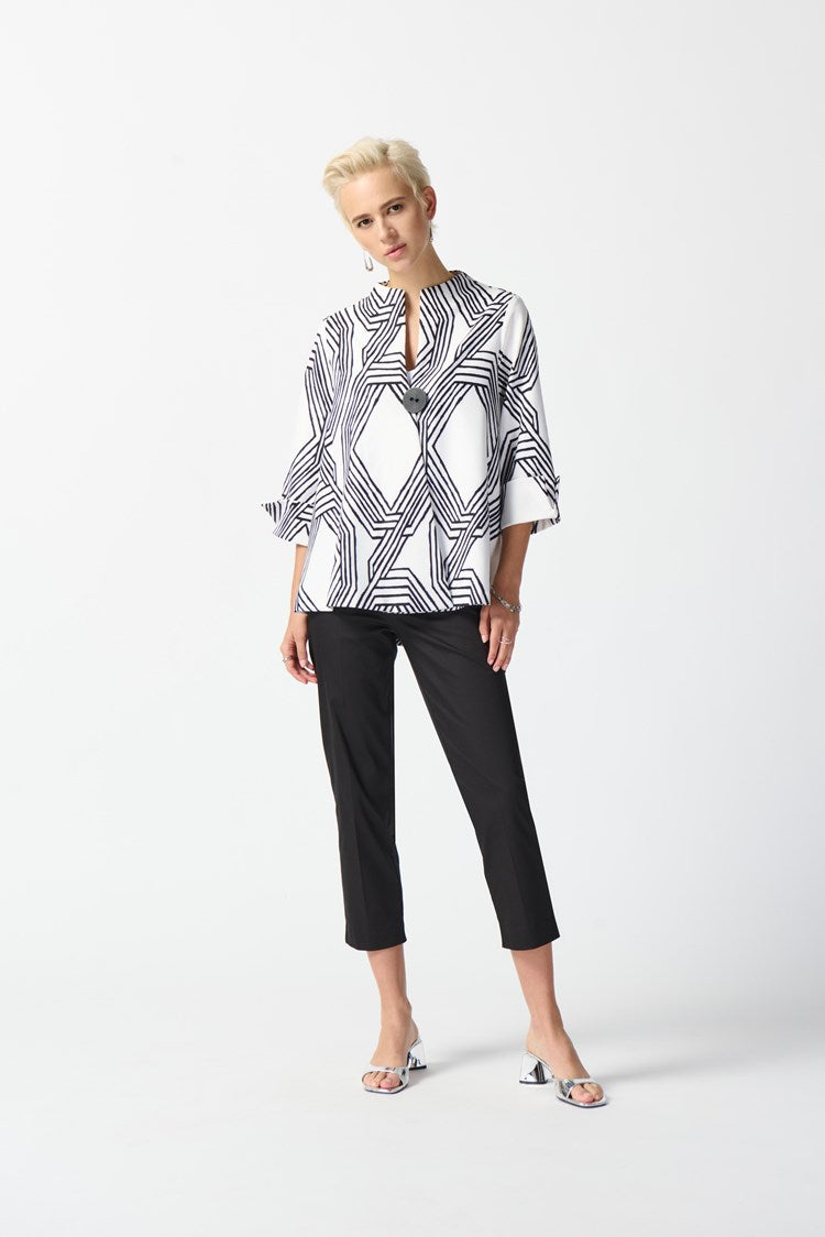 Geometric Print Jacket - Vanilla/black