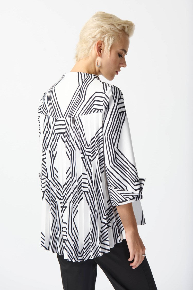 Geometric Print Jacket - Vanilla/black