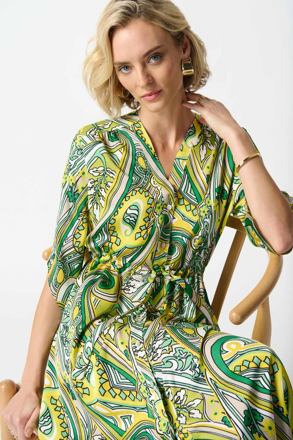 Paisley Print Shirt Dress - Vanilla Multi