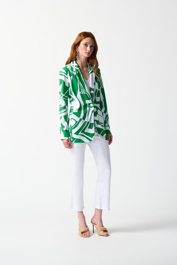 Abstract Print Blazer - Green/vanilla