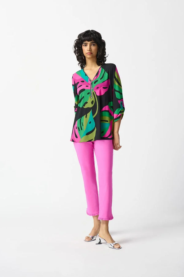 Tropical Print Tunic - Black/multi