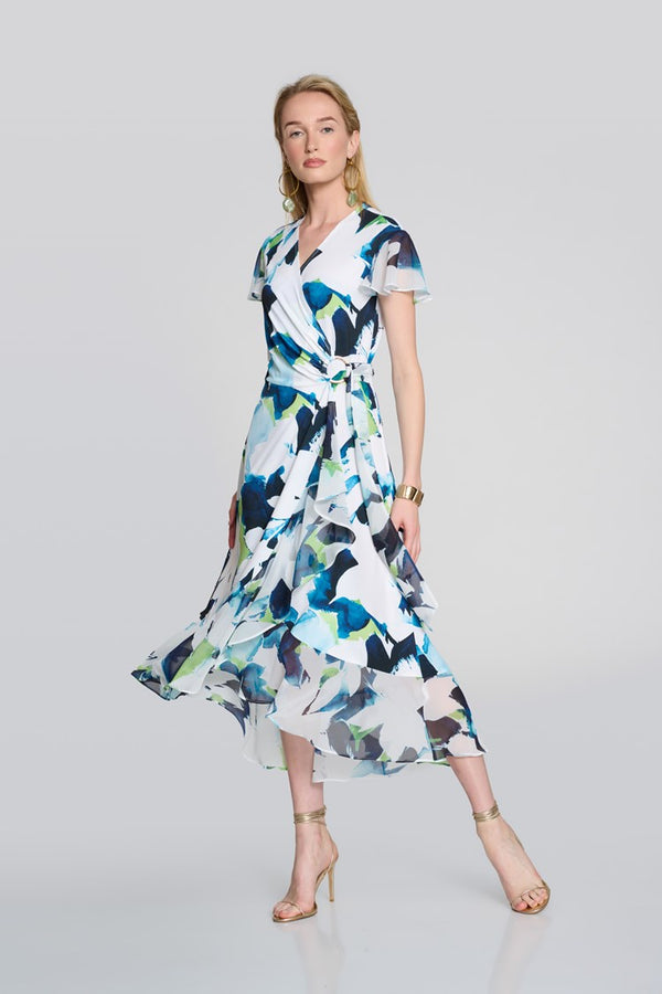 Chiffon Floral Wrap Dress - Vanilla Multi